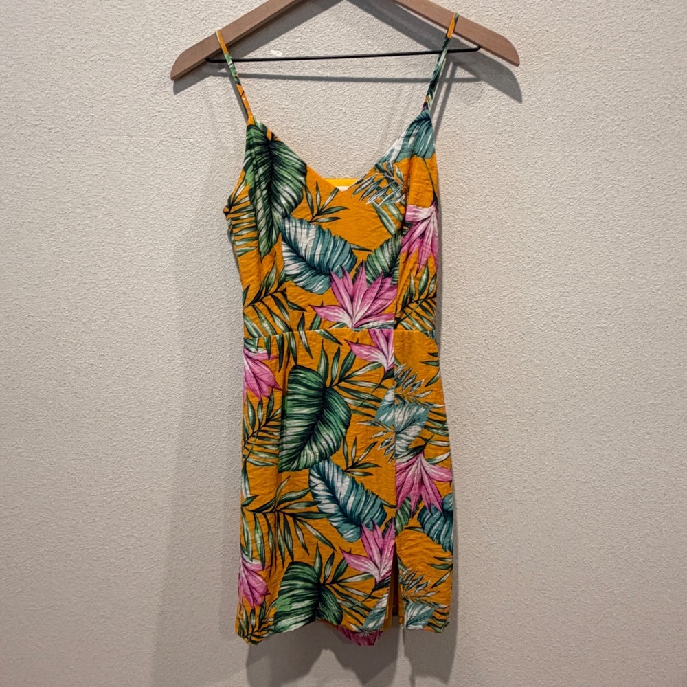SUPERDOWN Women Tropical Floral Mini Dress XS Summer Vacation Boho Beach Cutout